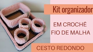 Kit de cestos organizadores em crochê com fio de malha @LoliDeia
