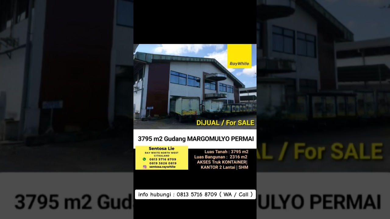 Murah Dijual 3795 M2 Gudang Margomulyo Permai Surabaya- Akses Truk Kontainer Dekat Kalianak,Greges, Tandes, Akses Tol -Kantor 2 Lantai - Parkiran Luas - Surat SHM - Bebas Banjir