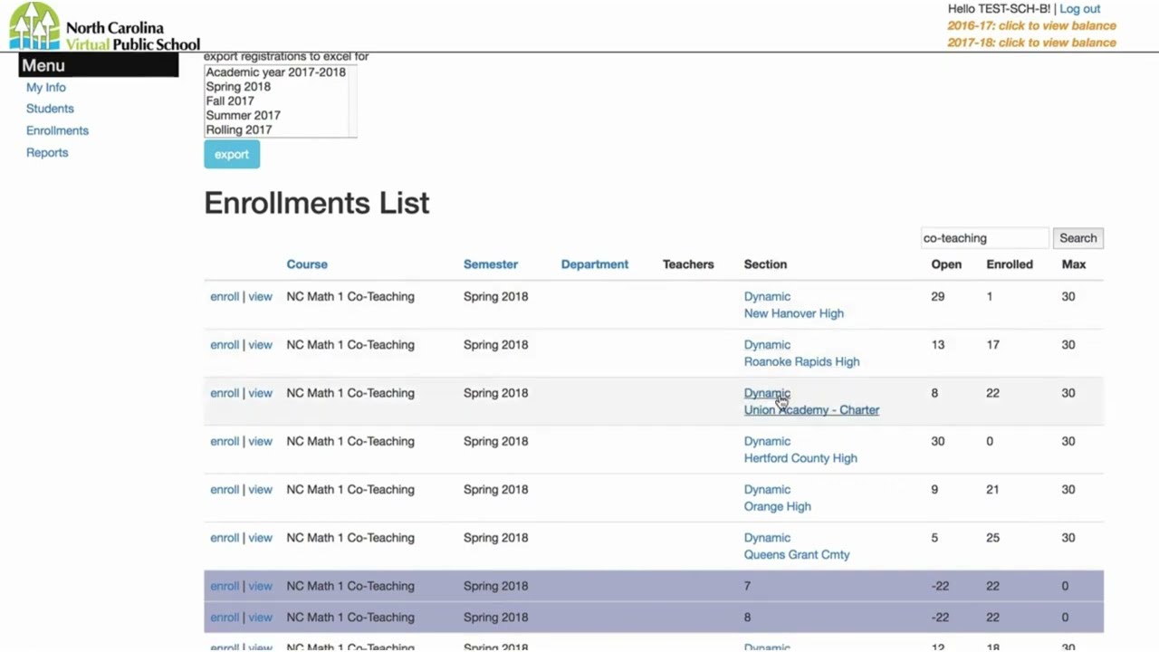 Enrolling into NCVPS Co-teaching Classes