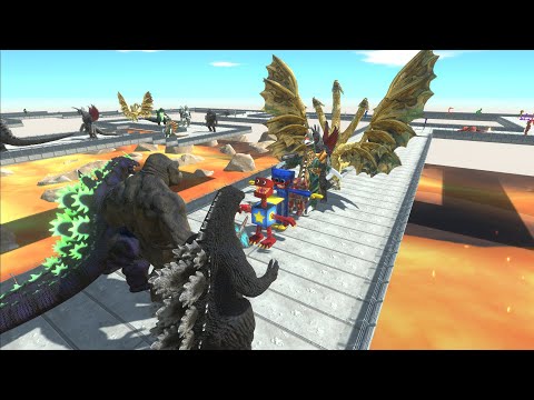 HEISEI GODZILLA VS KING KONG VS SUPER GODZILLA LAVA DEATH RUN  - Animal Revolt Battle Simulator