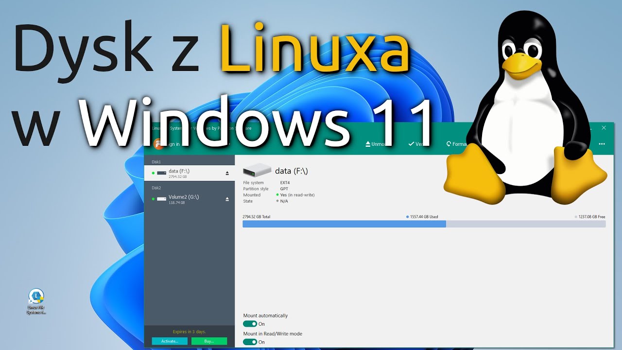 Odczytujemy dysk z systemu Linux pod Windowsem 11