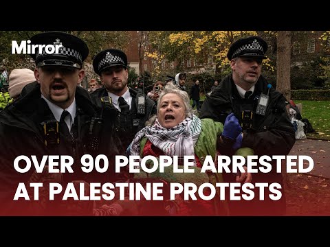 CHAOS ERUPTS in central London at Palestine protests