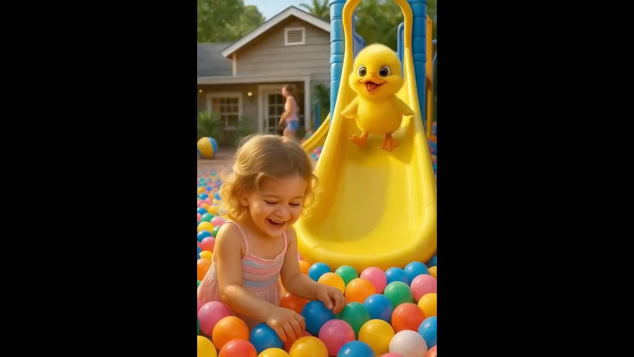 Duckling Builds a Colorful Ball Pit! #duckling#cute  #duck