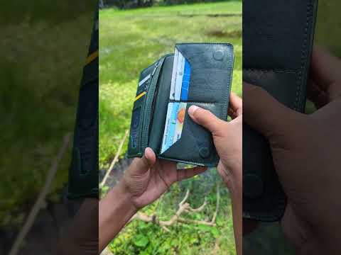 Genuine Leather Long Wallet - Olive Green Edition video thumbnail