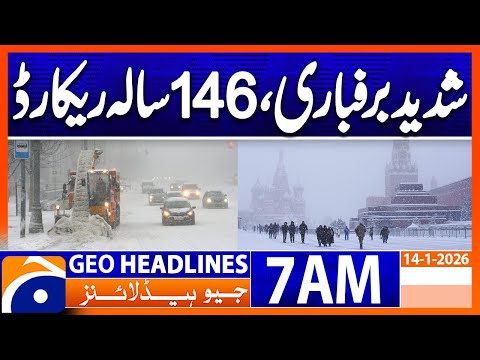 Record snowfall in Russian capital | Headlines Geo News 7 AM (14 Jan 2026)