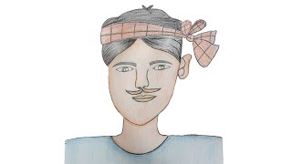 How to draw farmer step by step for Kids | Farmer drawing simple easy