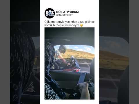 Oğlu motoruyla yanından uçup gidince komik bir tepki veren teyze 😂