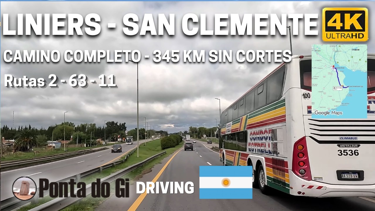 345 Km de CAPITAL a SAN CLEMENTE DEL TUYÚ en 4k x Ruta 2 y 11 en TIEMPO REAL #driving 2026 ARGENTINA
