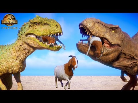 Boer Goat Hunting Animations of all Carnivore Dinosaurs | Jurassic World Evolution 2