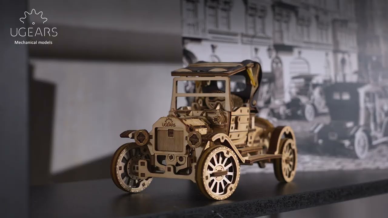 Ugears 3D dřevěné mechanické puzzle Historický automobil UGR-T