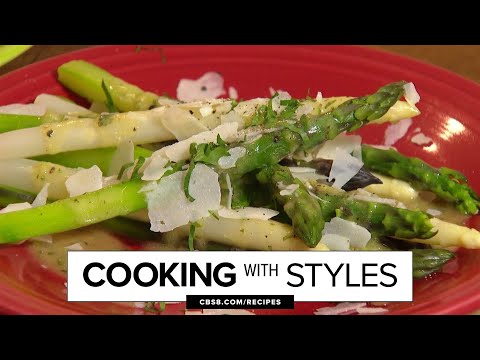 Cooking with Styles: Vinaigrette on poached asparagus and pan-seared asparagus with a balsamic glaze