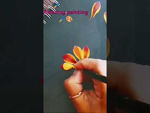 Wonderful painting 🖌️ #roundbrush #painting #flowers #art