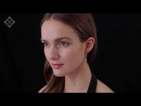 Tanzanite 0.56ct And 0.07ct Diamond 9K White Gold Drop Earrings - H4694