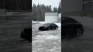 CLS63 going wild on snow 🦾 black mercedes 🫵🏻