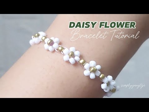 Easy Daisy Flower Beaded DIY Bracelet Tutorial