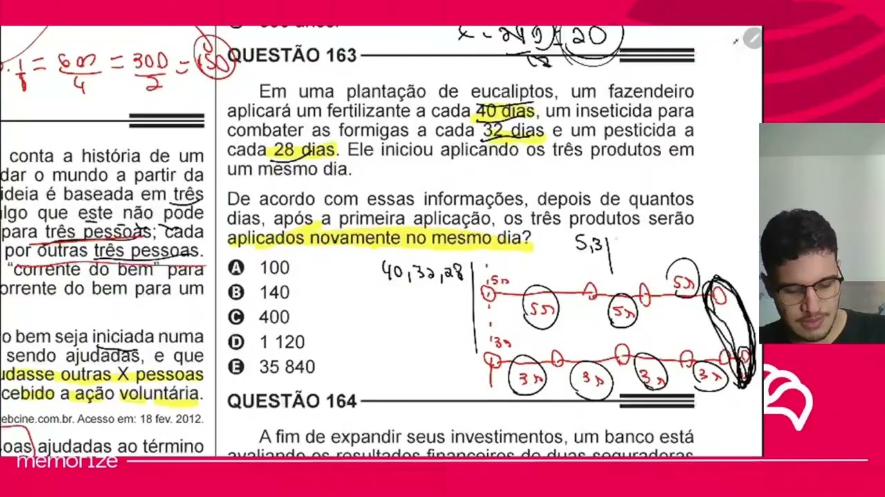 Resolução em Vídeo — Questão 163 ENEM 2014 Reaplicação