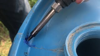 REPAIRING holes in polyethylene or poly propylene plastic (watertight) plastic welding