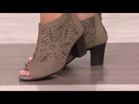 Earth Origins Suede Peep-toe Perforated Booties - Shaye on QVC
