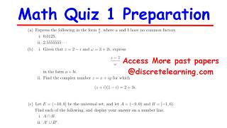 Math Quiz 1 Preparation – Full Step-by-Step Solutions