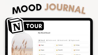 Mood Journal & Tracker with Notion (mental health, mood boosters, reminders & more) Template Tour