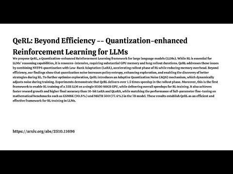 QeRL: Beyond Efficiency -- Quantization-enhanced Reinforcement Learning for LLMs