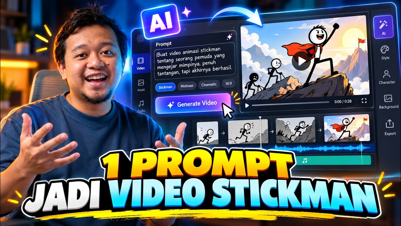 CUMA 1 PROMPT! Langsung Jadi Video Stickman