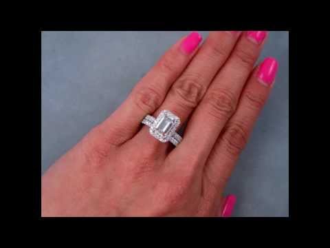 2.79 ctw Emerald Cut Engagement Ring and Wedding Band Set - BigDiamondsUSA