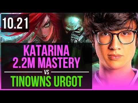 KATARINA vs tinowns URGOT (MID) | Rank 2 Katarina, 2.2M mastery, 9/2/3 | BR Challenger | v10.21