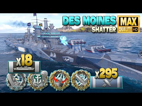 Cruiser Des Moines: Good player on map Shatter - World of Warships