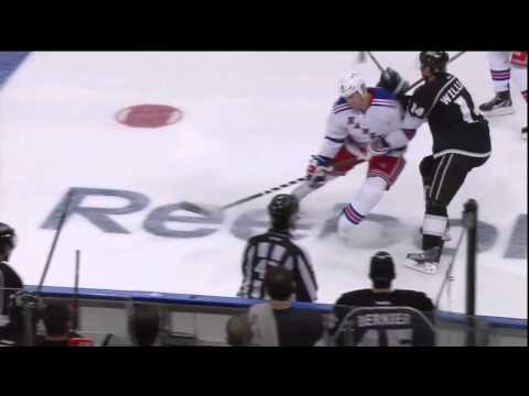 Dan Girardi hipcheks Justin Williams [HD]