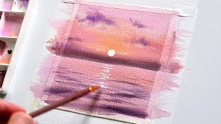 Seascape Easy Drawing with Watercolor | Easy Watercolor Painting for Beginners