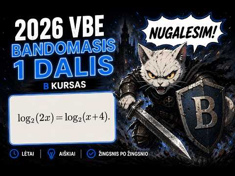 2026 Matematikos Bandomasis VBE 1 dalis (B kursas) – Pilnas Sprendimas | Lėtai ir Aiškiai