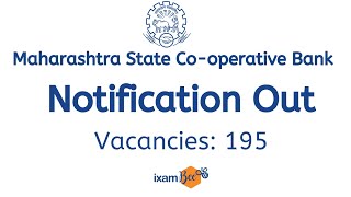 Maharashtra State Co-operative Bank Notification Out | Vacancies 195 | Other Details | By Yaman