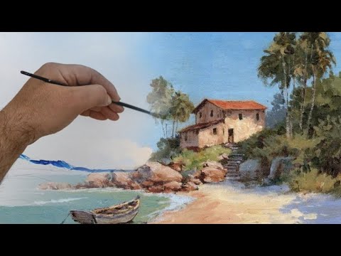 Drawing sea waves, sky, and rocks in landscapes for beginners