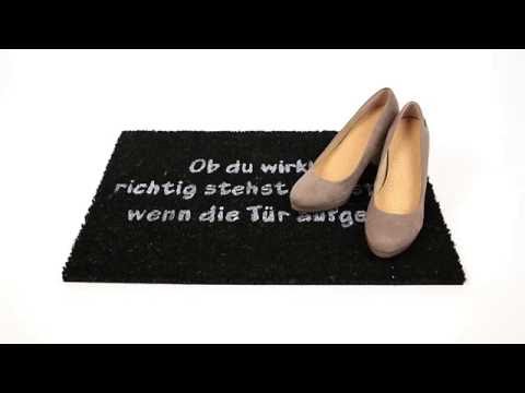 Fußmatte Kokos SPRUCH Schwarz - Weiß - Naturfaser - Kunststoff - 40 x 1 x 60 cm