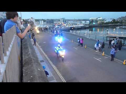 police bikes escorting olympic torch (HD)