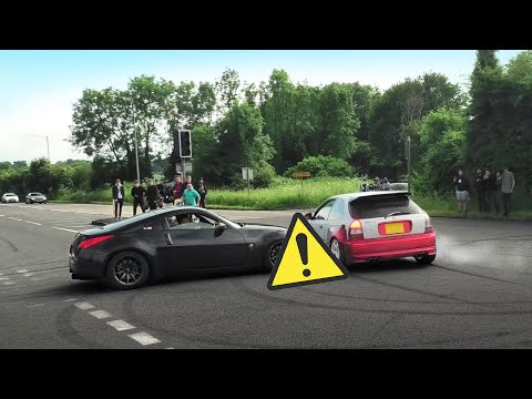 LUNATICS Leaving a Car Show ends in CLOSEST CALL EVER!