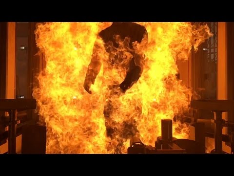 Dupont tries to burn a flame resistant suit and it is glorio...