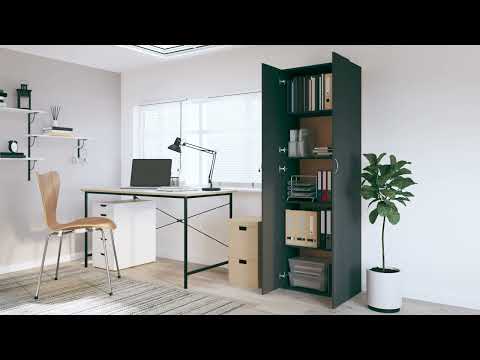 Büroschrank 298547 Schwarz - Holzwerkstoff - 60 x 190 x 32 cm