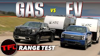 How Far Can a Gas Truck & an Electric Ford Lightning Go Towing the Same Camper On ONE Fill-up? by The Fast Lane Truck