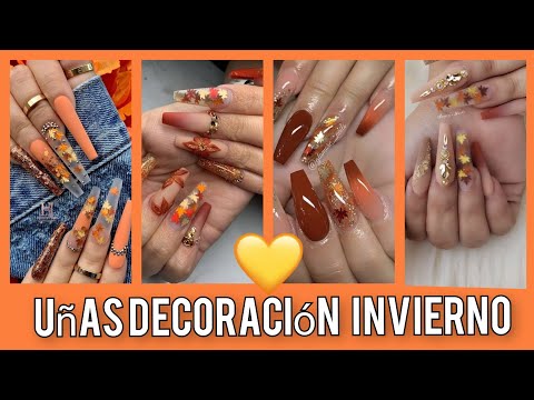 UÑAS DECORADAS PARÁ INVIERNO 🍁 diseños de uñas con decoración otoño-invierno #trendsnails #desing