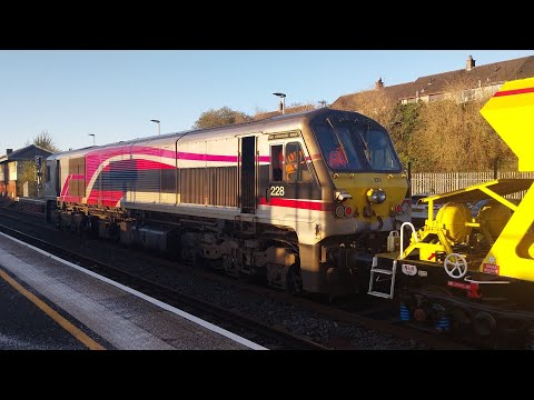NIR 201 Class 228 being decoupled from the ballast hoppers at Ballymena.