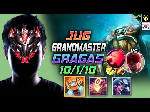 GrandMaster Gragas Jungle vs Lee Sin - 천상계 정글 그라가스 템트리 룬 벨트 포식자 グラガス Грагас 酒桶 古拉格斯 - KR 11.22