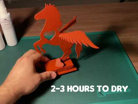 Paper sculpture of Pegasus with patina effect, SIMPLE