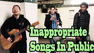 SINGING INAPPROPRIATE SONGS in the NYC SUBWAY (SINGING IN PUBLIC)