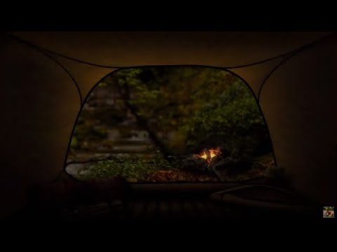 Rain on Tent and Campfire Crackling Near the River - Meditation - Deep Sleep - Relaxing Sounds 🌧️
