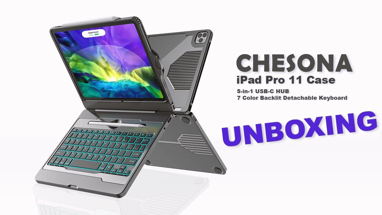 UNBOXING: Chesona H2 Pro iPad Pro Keyboard Case [USB PORTS!!]  [HDMI!!] [3.5MM HEADPHONE JACK!!]