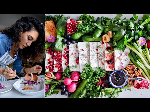 A Grande Iranian Style "Sabzi" Herb & Feta Platter