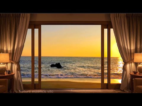 Open Window by the Sea 🌊 | Calming Ocean Sounds & Soft Jazz Music