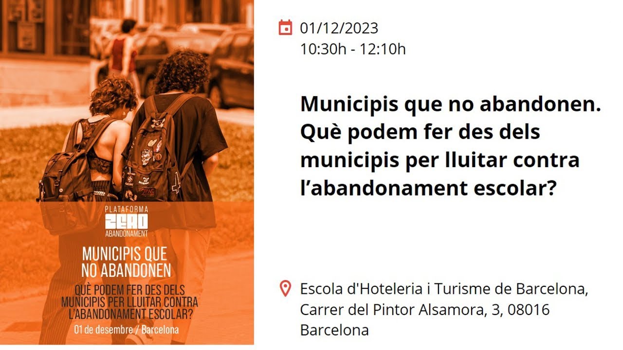 Municipis que no abandonen. Què podem fer per lluitar contra l'abandonament escolar?